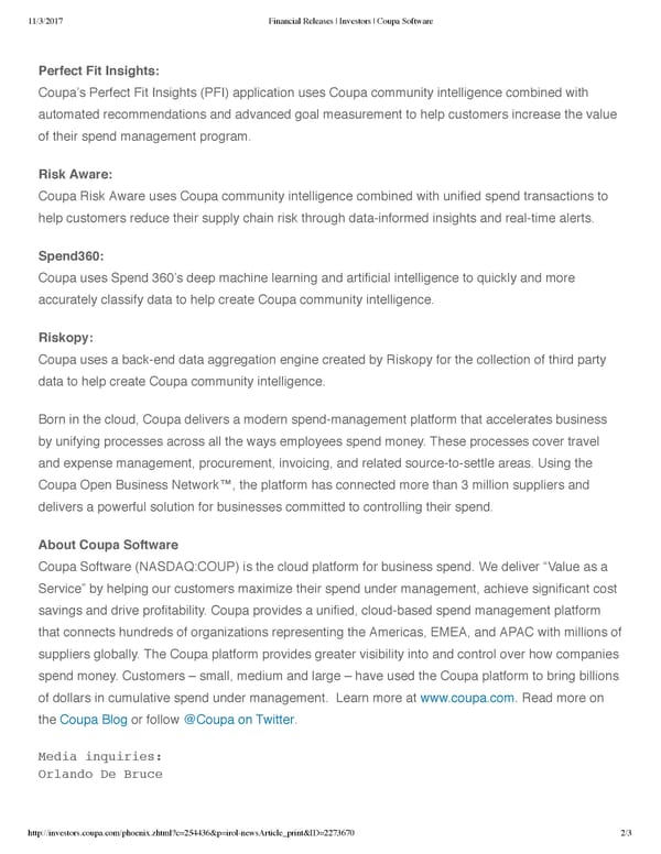 Financial Releases | Investors | Coupa Software - Page 2